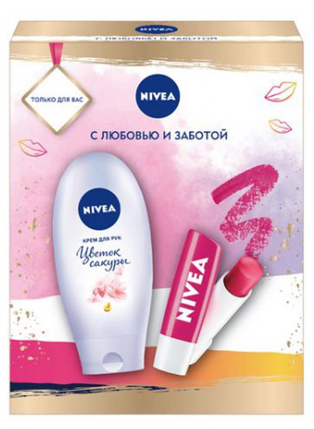 

Подарочный набор Бальзам для губ Nivea, 4,8 г + Крем для рук Nivea Цветок сакуры, 100 мл