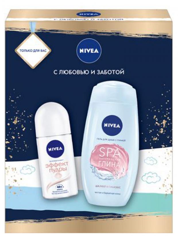 Подарочный набор Гель для душа Nivea с глиной, 250 мл + Дезодорант-антиперспирант Nivea Эффект пудры, 50 мл