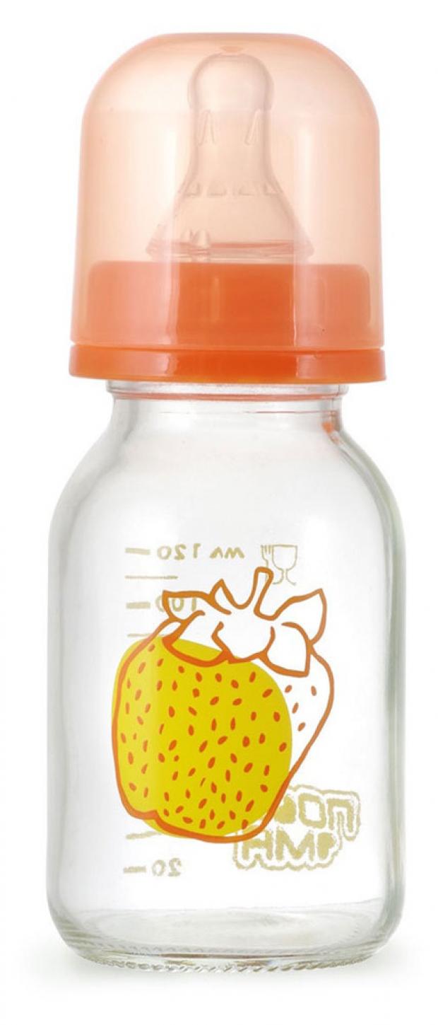 Бутылочка Пома стеклянная с силиконовой соской с медленным потоком с рождения 140 мл 180₽