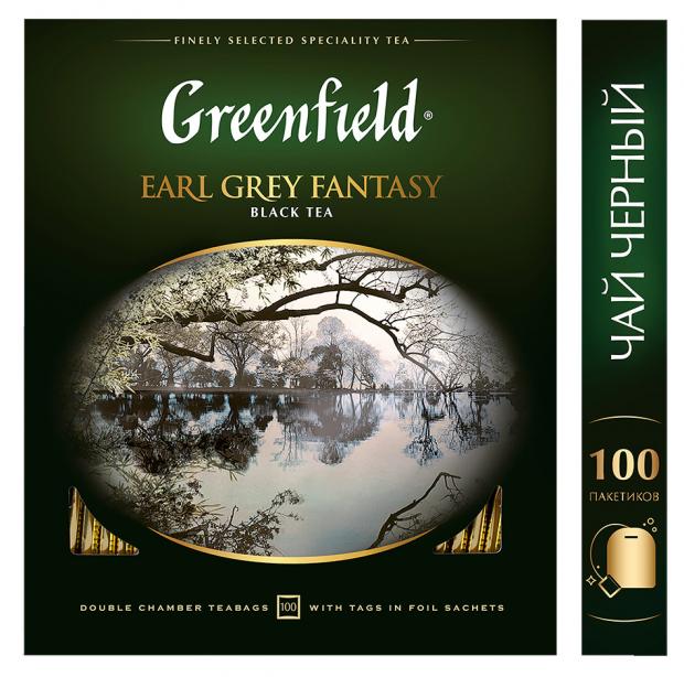 Чай черный Greenfield Earl Grey Fantasy с ароматом бергамота в пакетиках 100х2 г 341₽