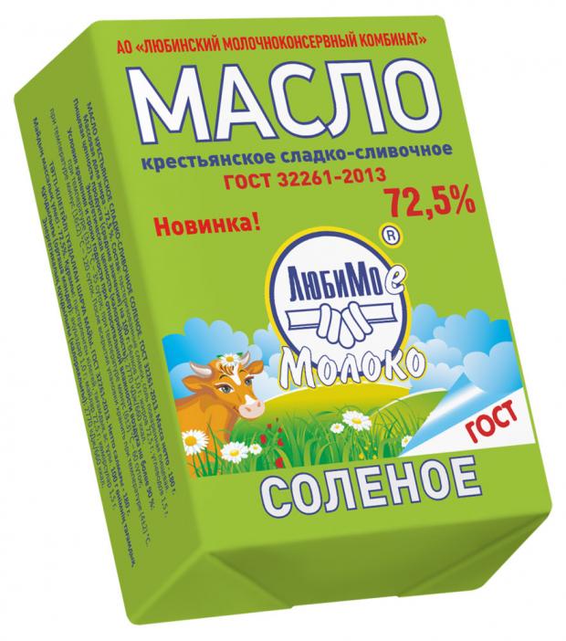 

Масло сливочное «Любимое молоко» соленое 72,5%, 180 г
