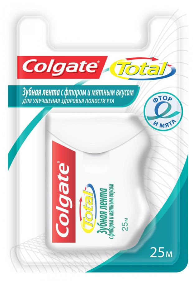 Зубная лента Colgate Total с фтором и мятным вкусом, 25 м