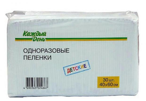 

Пеленки одноразовые «Каждый день» впитывающие 40х60 см, 30 шт