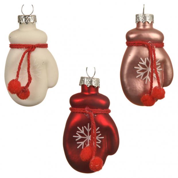 

Подвеска новогодняя Decoris Варежки стеклянная, 5,5x3,5x14 см