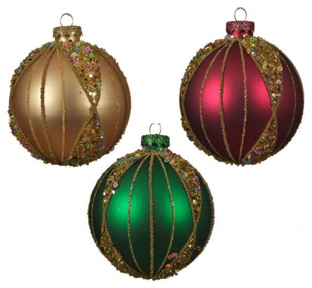 

Шар ёлочный Decoris стеклянный Полосы, Ø8 см