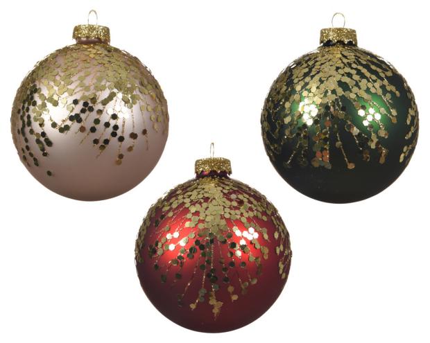 

Шар ёлочный Decoris стеклянный с золотыми блестками, Ø8 см