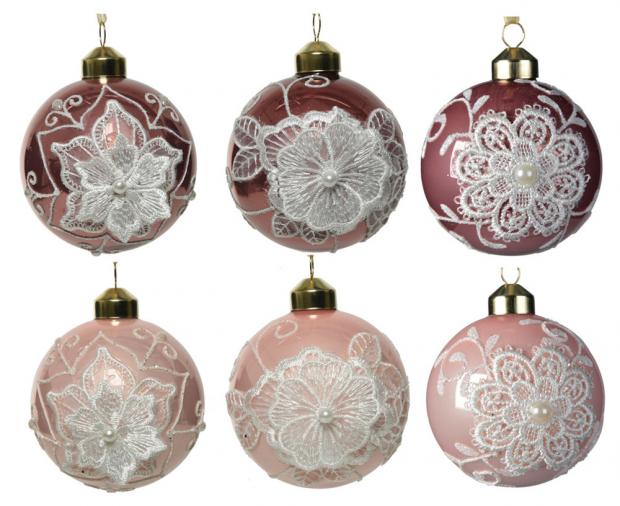 

Шар ёлочный Decoris стеклянный Цветы, Ø8 см