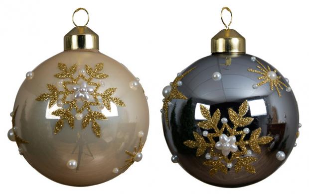 

Шар ёлочный Decoris стеклянный Снежинки, Ø8 см