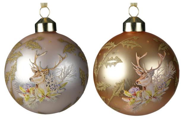 

Шар ёлочный Decoris стеклянный Олень, Ø8 см