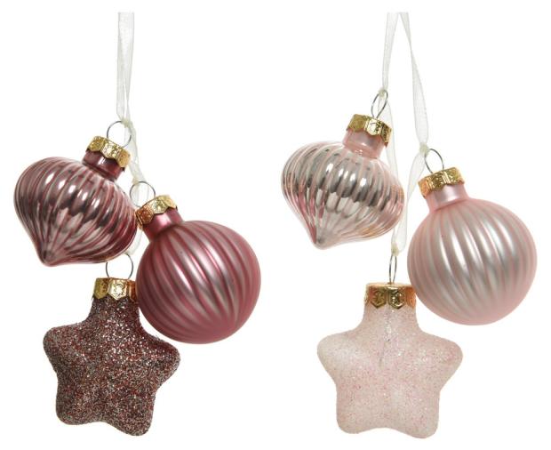 

Набор стеклянных игрушек Decoris розовый, 3 шт