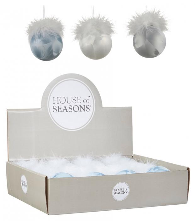 

Шар стеклянный House of Seasons с перьями Ø8 см
