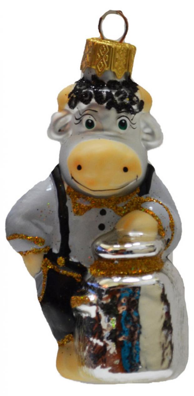 

Украшение ёлочное Бычок стеклянное, 5х10 см