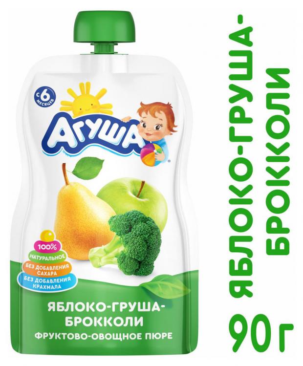 

Пюре «Агуша» фруктово-овощное яблоко груша брокколи с 6 мес., 90 г