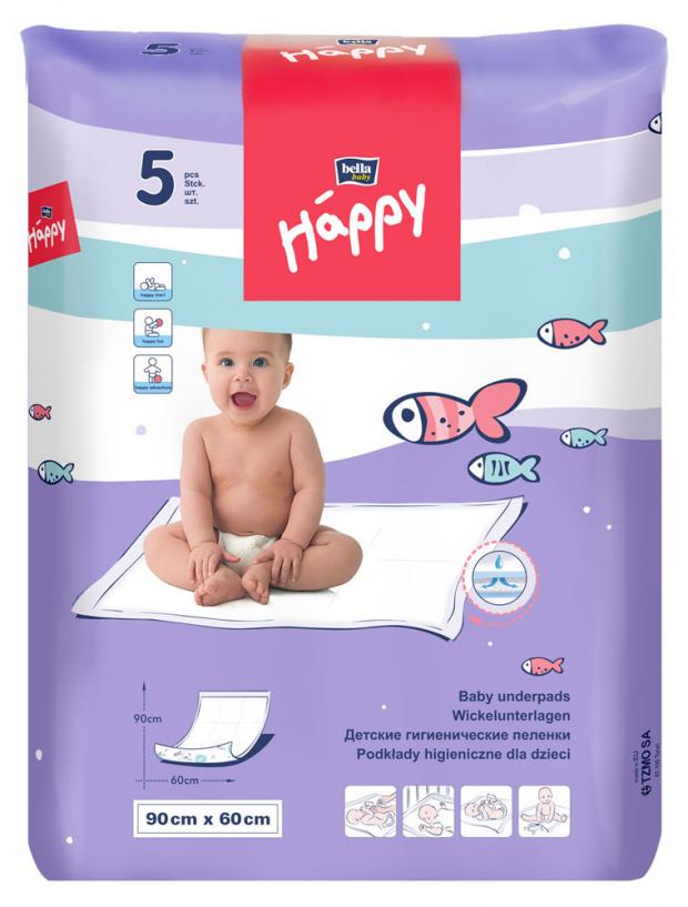 

Пеленки детские Bella Baby Happy впитывающие 60х90 см, 5 шт