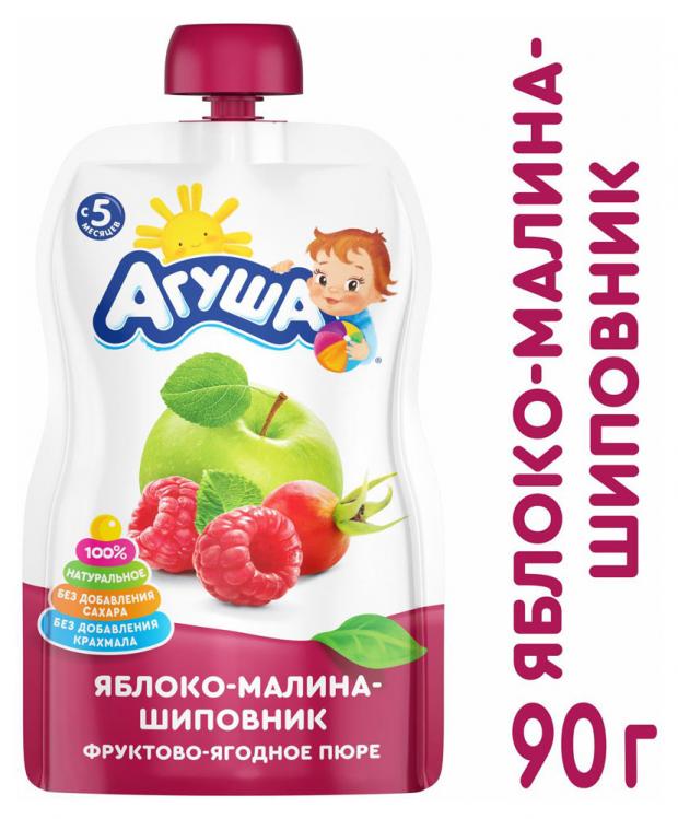 

Пюре «Агуша» яблоко малина шиповник с 6 мес., 90 г