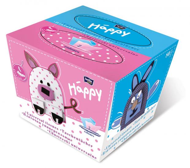 

Платочки бумажные Bella Baby Happy универсальные двуслойные, 80 шт