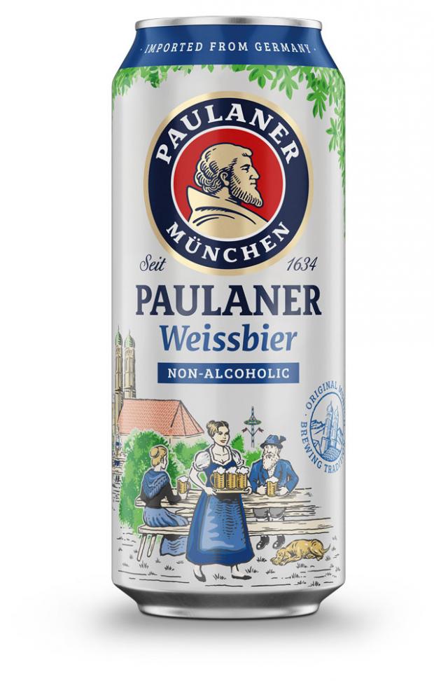 Пиво безалкогольное Paulaner Weissbier светлое нефильтрованное 0%, 500 мл