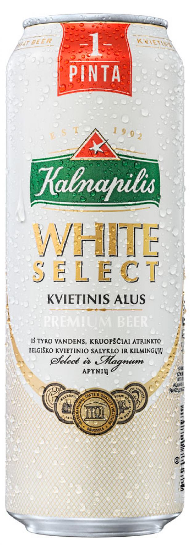 

Пиво Kalnapilis White Select светлое нефильтрованное 5%, 568 мл