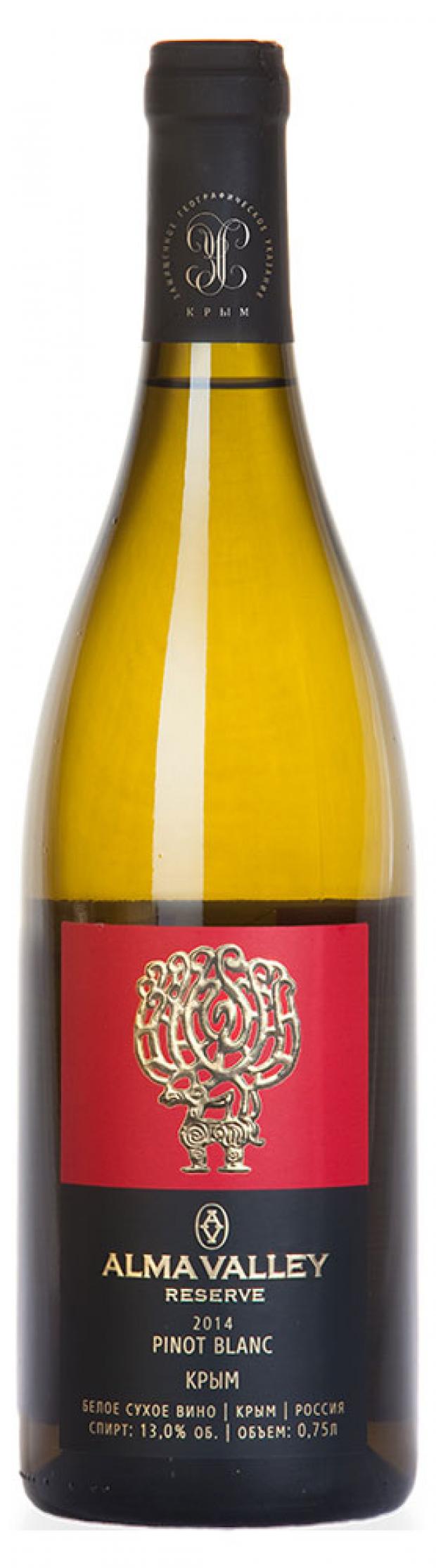 

Вино ALMA VALLEY PINOT BLANC RESERVE выдержанное сухое белое Россия, 0,75 л