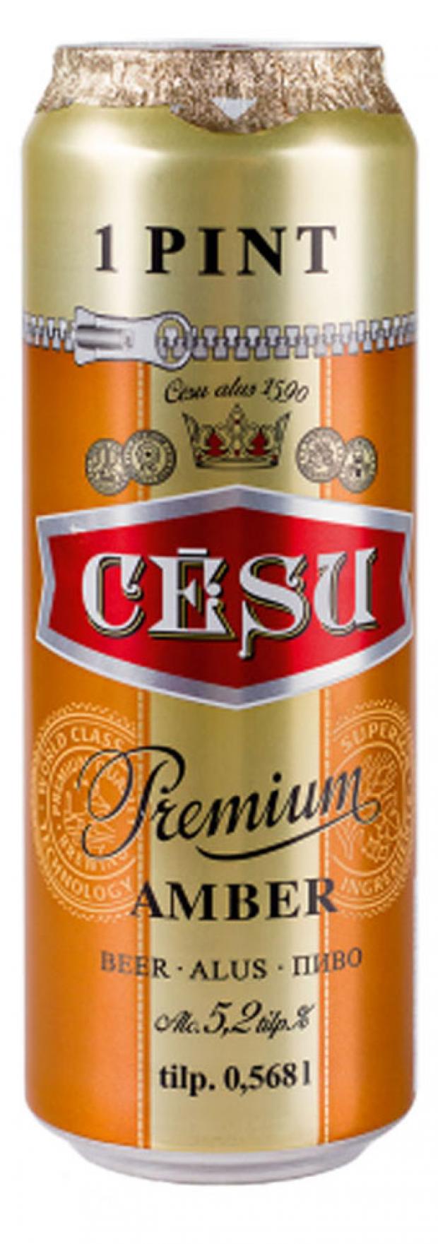 

Пиво Cesu Premium Amber Pinte светлое фильтрованное 5,2%, 568 мл
