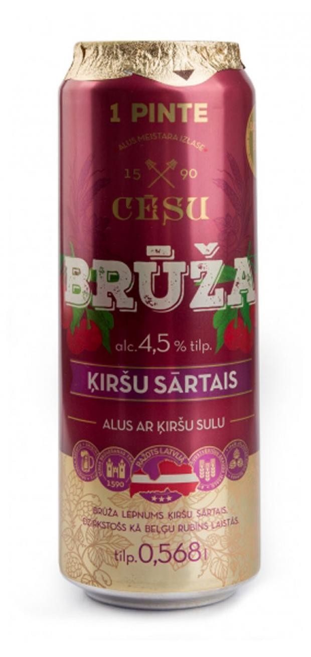 

Пивной напиток Cesu Bruza kirsu sartais cветлый фильтрованный 4,5%, 568 мл