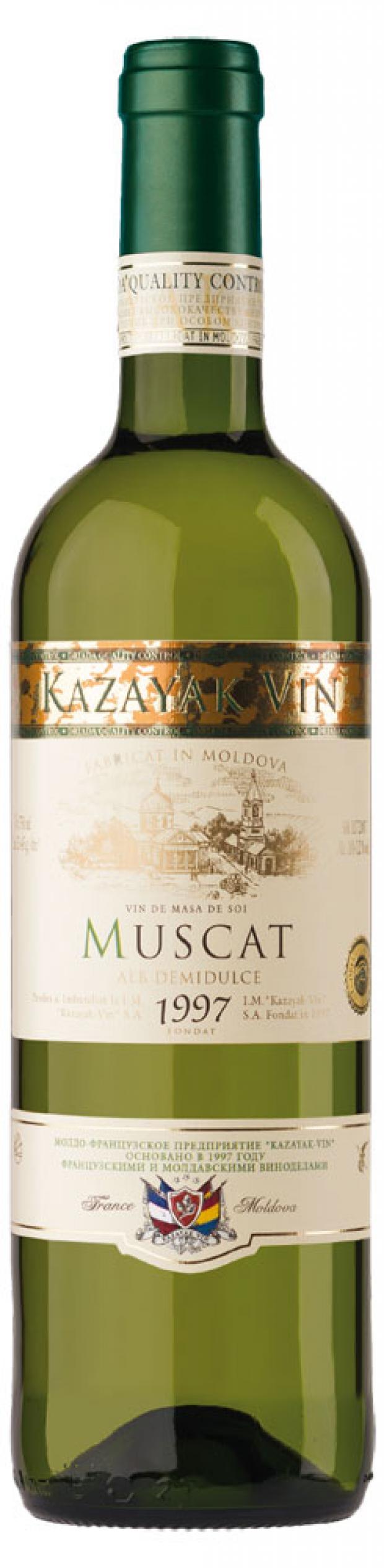 

Вино KAZAYAK VIN MUSCAT белое полусладкое Моладвия, 0,75 л
