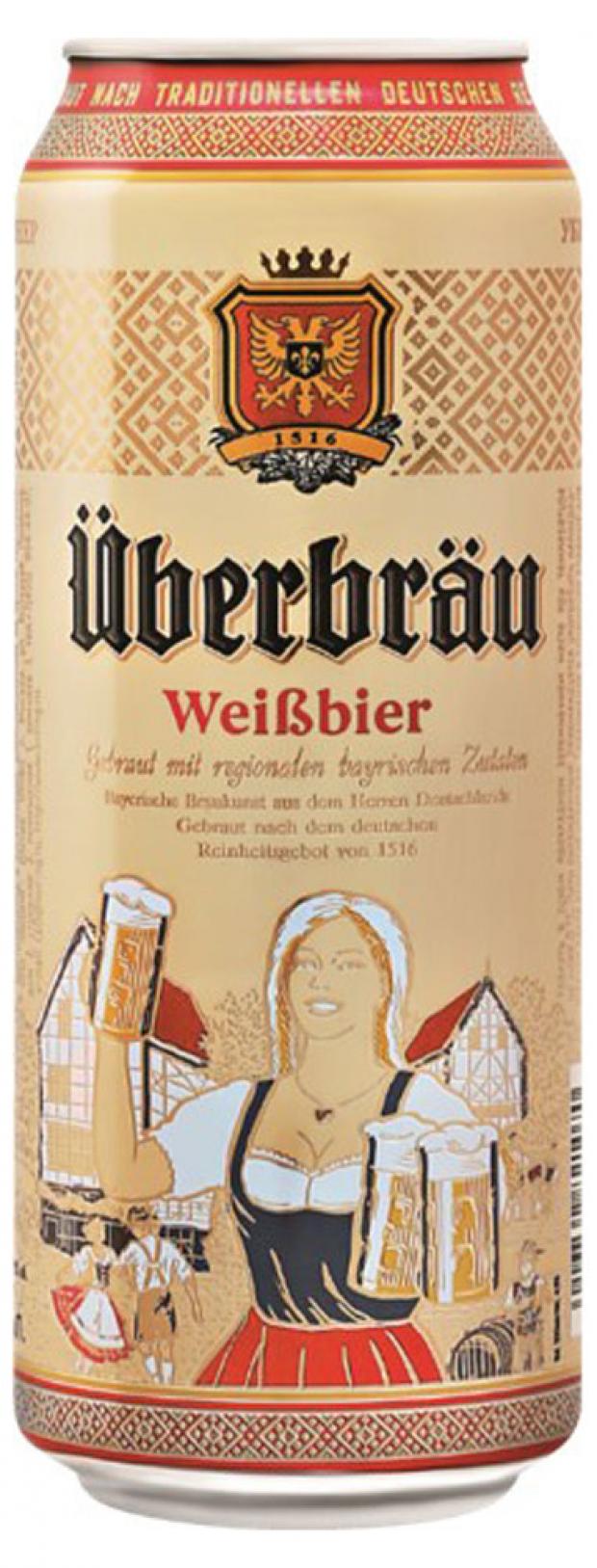 

Пиво Uberbrau Weizbier пшеничное светлое нефильтрованное 5,4%, 500 мл