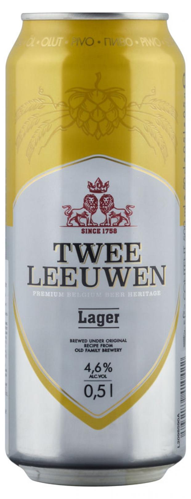 

Пиво Twee Leuven Lager светлое фильтрованное 4,6%, 500 мл