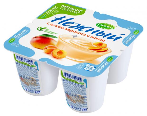 Продукт йогуртный Campina пастеризованный с соком абрикоса-манго 12 100 г 16₽