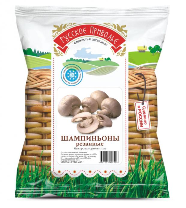 

Шампиньоны резаные замороженные «Русское приволье», 400 г