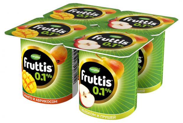 Йогурт Fruttis абрикос яблоко груша 0,1%, 110 г