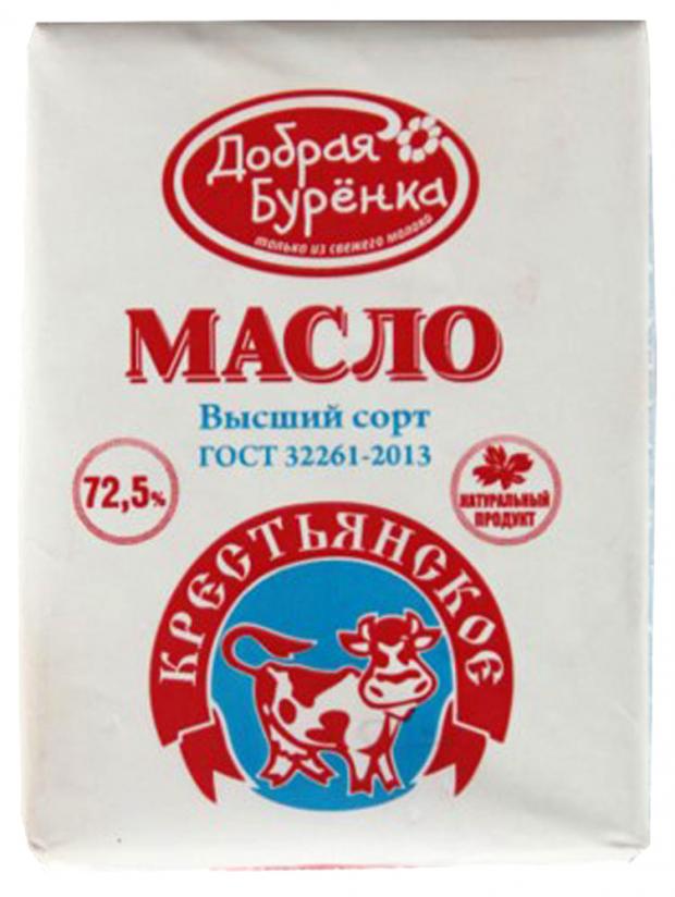 

Масло сливочное «Добрая Буренка» Крестьянское 72,5% пергамент, 180 г
