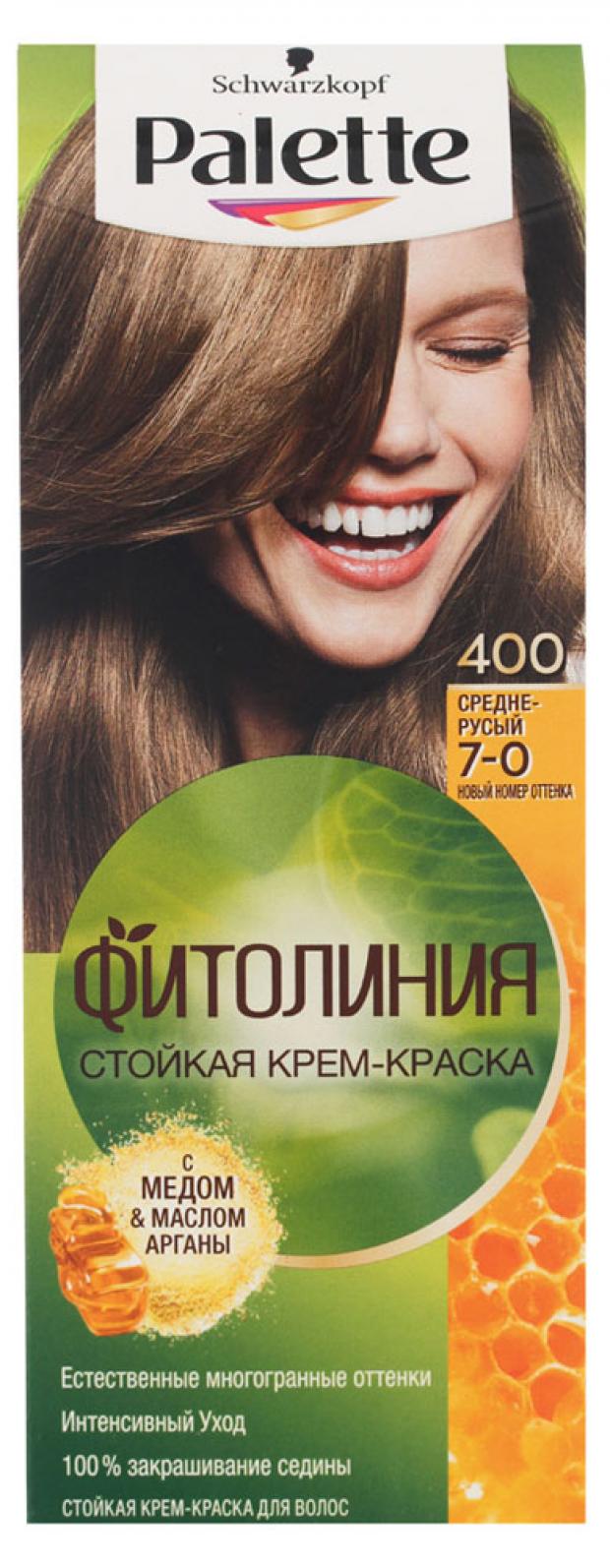 

Крем-краска для волос Palette фитолиния средне-русый тон 400