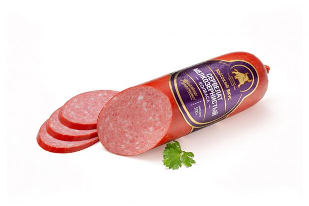 

Колбаса варено-копченая «Высокий вкус» Сервелат Мелкозернистый, 500 г