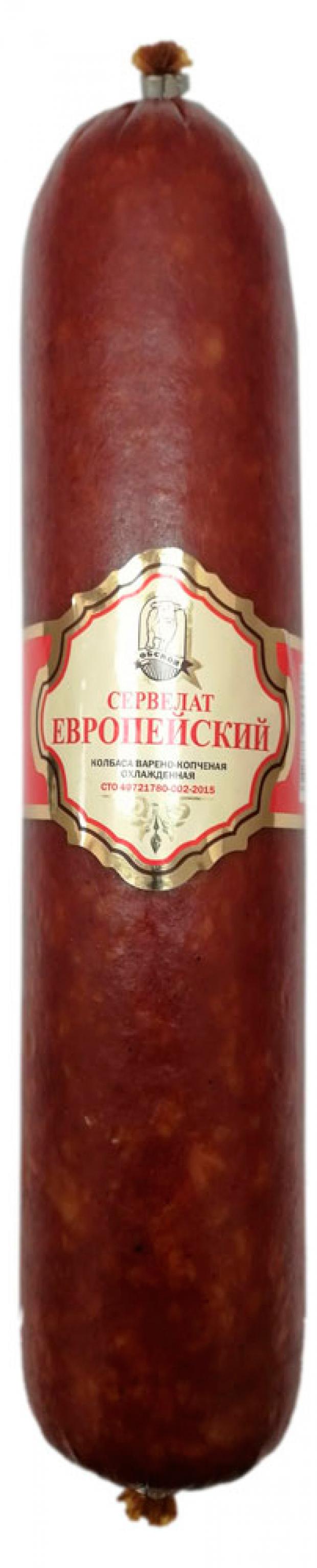

Колбаса варено-копченая «Мясокомбинат Обской» Сервелат Европейский (0,6-0,8 кг), 1 упаковка ~0,8 кг