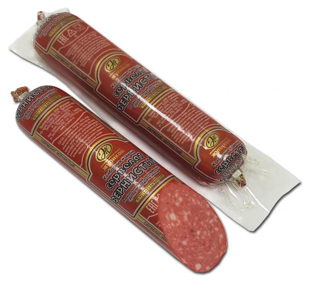 

Колбаса варено-копченая «Настоящие мясные изделия Жупиков» Сервелат Зернистый (0,5-1 кг), 1 упаковка ~0,5 кг
