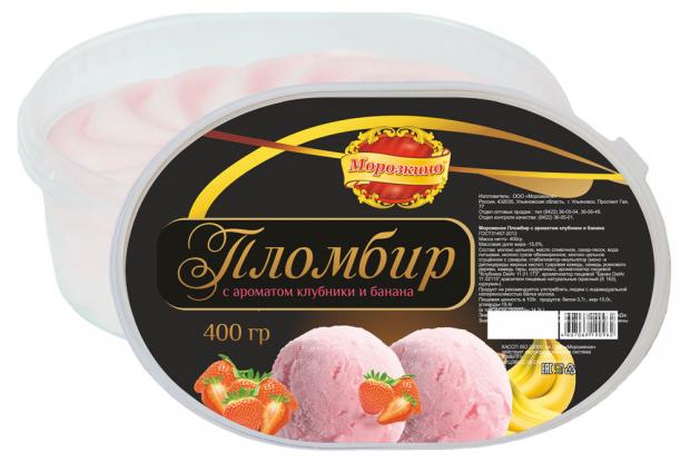

Мороженое «МОРОЗКИНО» Пломбир Банан-клубника, 400 г