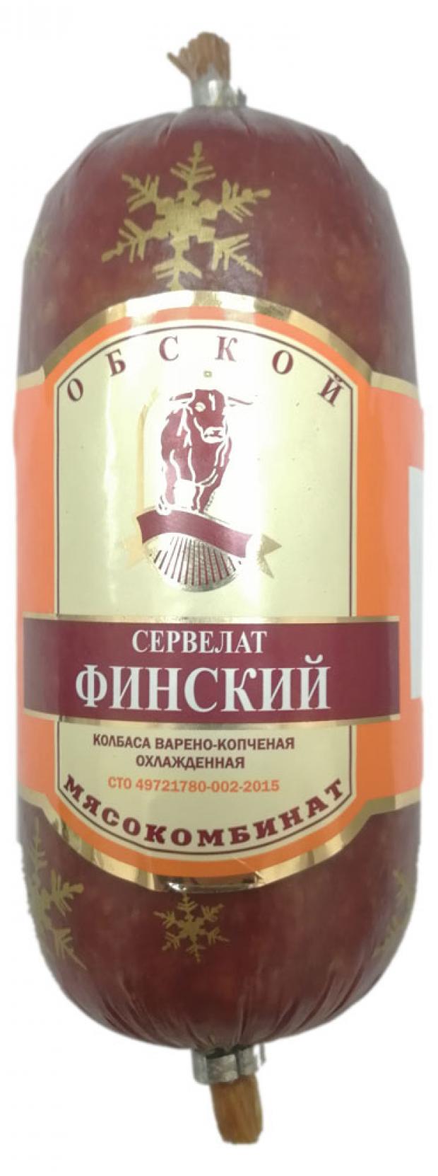 

Колбаса варено-копченая «Мясокомбинат Обской» Сервелат Финский (0,3-0,4 кг), 1 упаковка ~0,4 кг