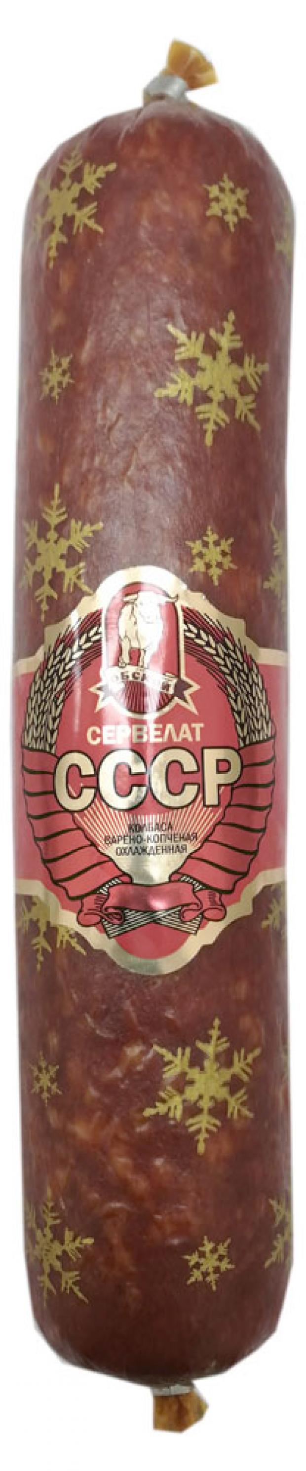 

Колбаса варено-копченая «Мясокомбинат Обской» Сервелат СССР (0,5-0,7 кг), 1 упаковка ~0,6 кг