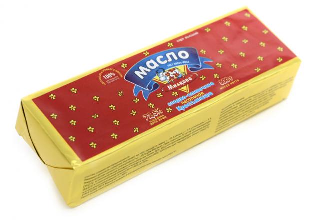 Масло сладко-сливочное Милково несоленое Крестьянское 725 500 г 296₽