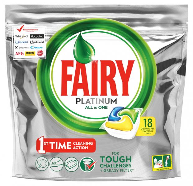 

Капсулы для посудомоечной машины Fairy Platinum All in One Лимон, 18 шт