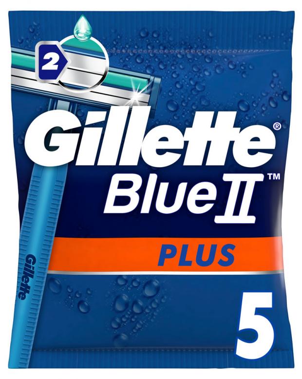 Бритвы одноразовые мужские Gillette Blue 2 Plus с двумя лезвиями 5 шт 211₽