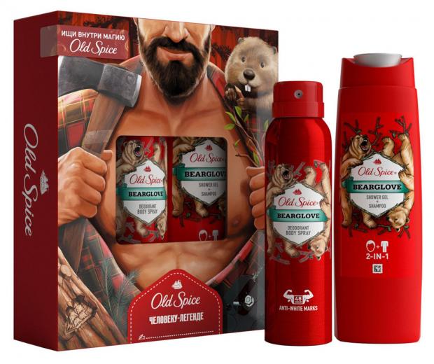 Подарочный набор Антиперсперант стик Old Spice, 50 мл + Гель для душа Old Spice Bearglove, 250 мл