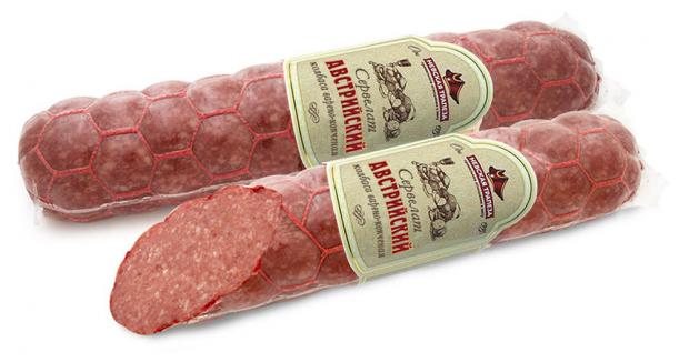 

Колбаса варено-копченая «Невская трапеза» Сервелат Австрийский (0,5-0,7 кг), 1 упаковка ~0,7 кг