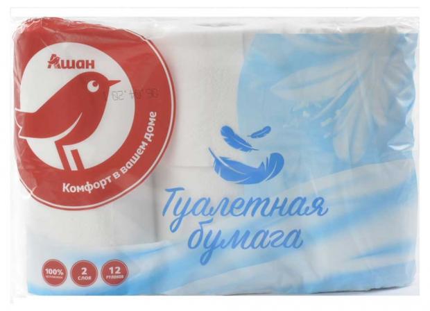 Туалетная бумага АШАН 2 слоя 12 рулонов 155₽