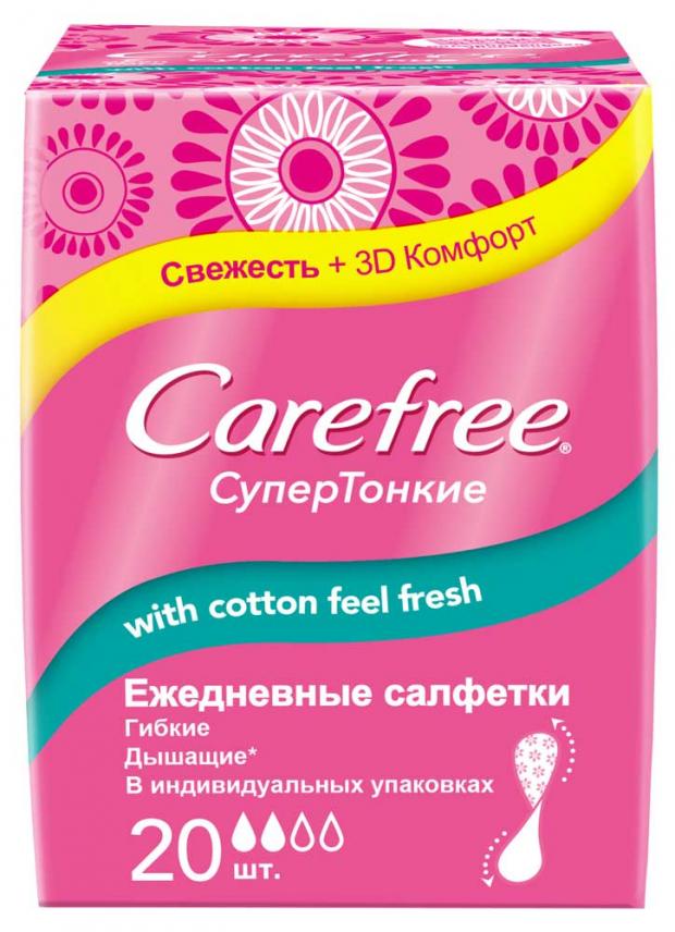 

Прокладки ежедневные Carefree Cotton супертонкие, 20 шт
