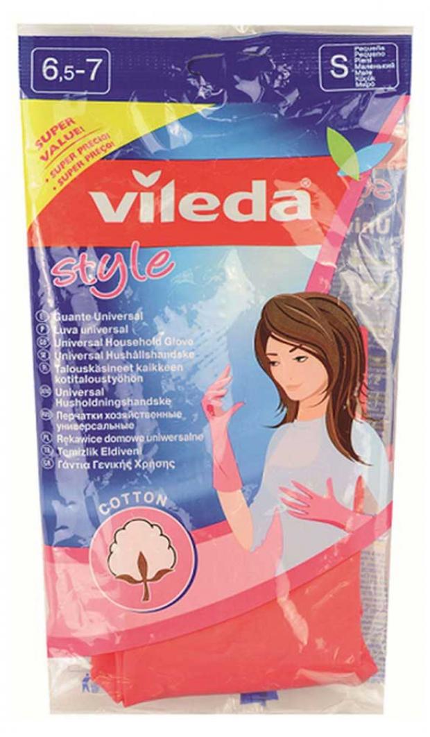 

Перчатки хозяйственные Style Vileda размер S, 1 шт
