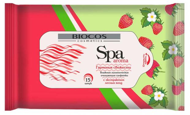 

Влажные салфетки BioCos SPA Aroma Лесная ягода, 15 шт
