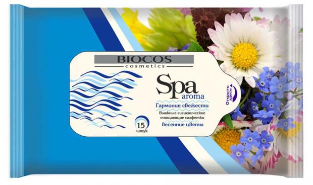 

Влажные салфетки BioCos SPA Aroma весенние цветы, 15 шт