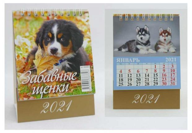 

Календарь-домик настольный на 2021 год. Забавные щенки